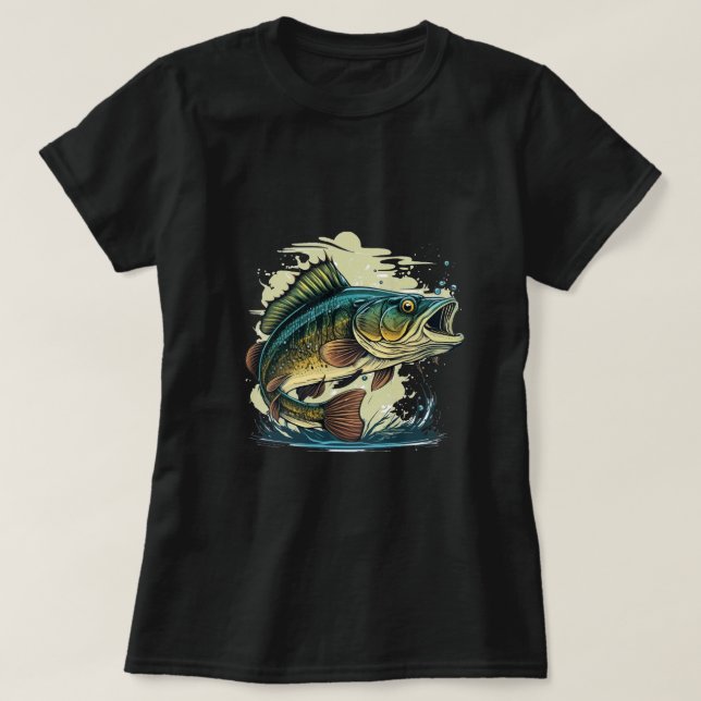 Camiseta peixe-base-vetor-cartoon-tshirt-bass-peixe-base-gr (Frente do Design)