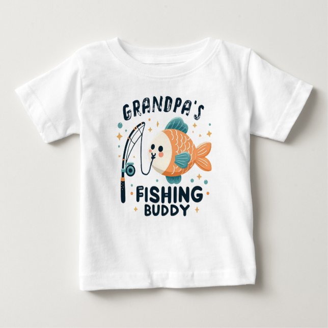 Camiseta Peixe-Bebê Engraçado | Bebê Buddy de Pesca do Vovô (Frente)