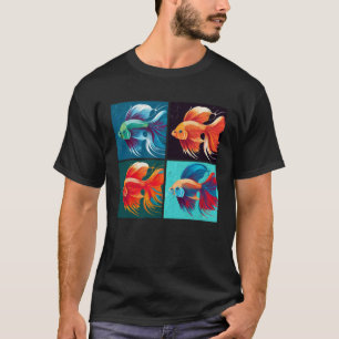 Camiseta Peixe Beta Ilustração Pop Colorido Animal Mulheres