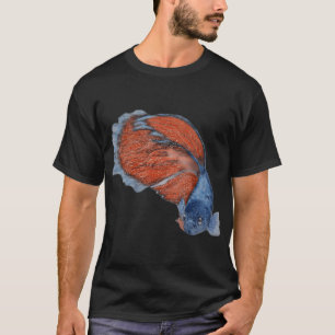 Camiseta Peixe Betta Azul e Vermelho