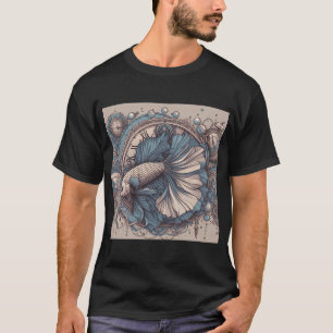 Camiseta Peixe Betta Azul Estilo Barroco Lutador