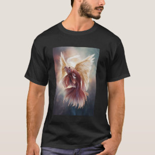 Camiseta Peixe Betta Elegante Com Asas Angelicais Arte Espí
