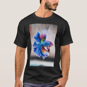Camiseta Peixe Betta - Peixe Tropical Tons Pastéis Cores Su