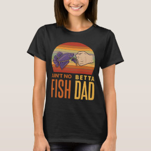 Camiseta Peixe Betta Retro Engraçado Pai Punho Erguido Pôr