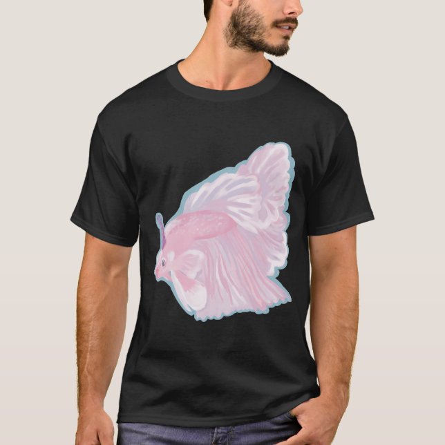 Camiseta peixe betta rosa de festa (Frente)