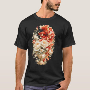 Camiseta Peixe Betta Vermelho Aquarela, Vaso Floral Figueir