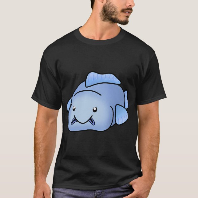 Camiseta peixe-bloco azul (Frente)
