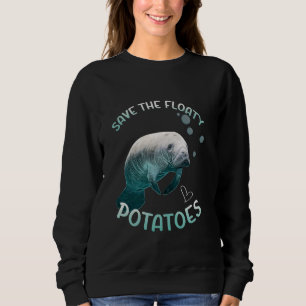 Camiseta Peixe-boi Engraçado Salva as Batatas Flutuantes Pe