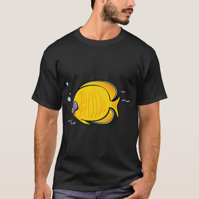 Camiseta Peixe Borboleta Amarelo Tropical (Frente)