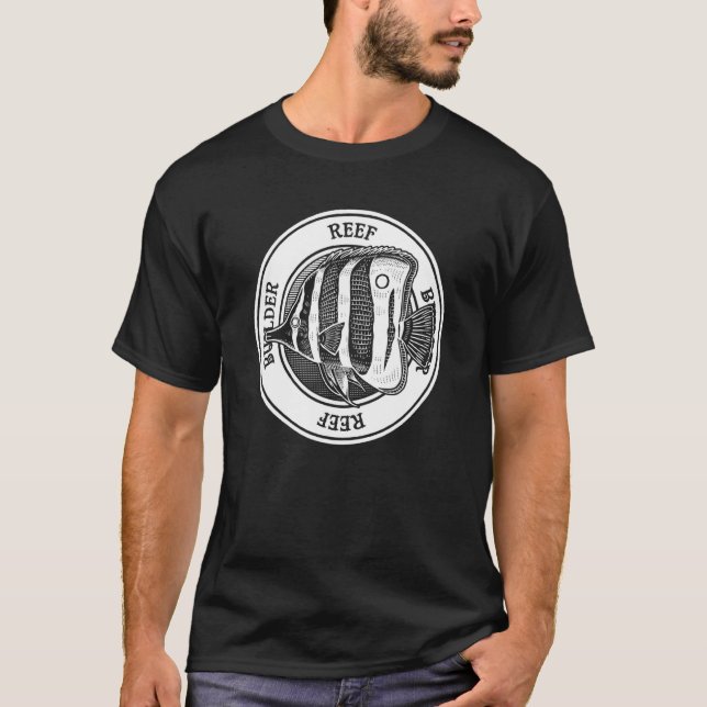 Camiseta Peixe Borboleta Reef Builder Peixe de Aquário Mari (Frente)