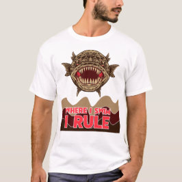 Camiseta Peixe Cabeça de Cobra Onde Eu Nado Eu Domino