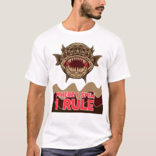 Camiseta Peixe Cabeça de Cobra Onde Eu Nado Eu Domino