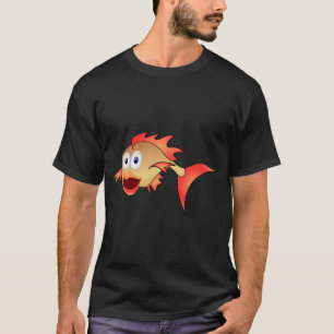 Camiseta Peixe cartoon animal dourado na arte aquática