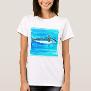 Camiseta Peixe cavala aquarela oceano sob o mar