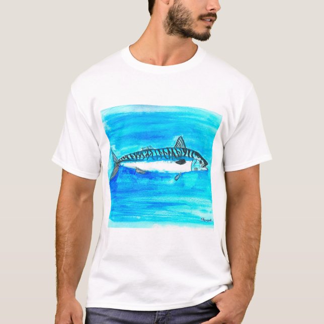 Camiseta Peixe cavala aquarela oceano sob o mar (Frente)