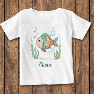 Camiseta Peixe Charmoso em Patchwork