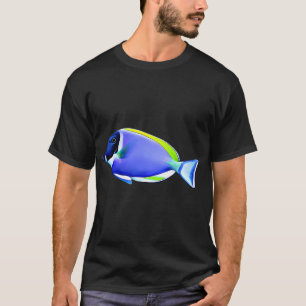 Camiseta Peixe cirurgião azul-pó de recife de água salgada