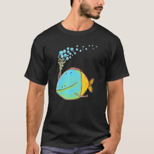 Camiseta Peixe Colorido Fantástico Com Bolhas