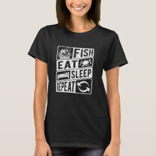 Camiseta Peixe Come Dormir Repetir, Angling Divertido Ao Ar