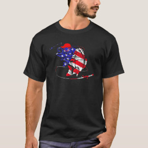 Camiseta Peixe da Bandeira Americana Feliz Dia da Independê