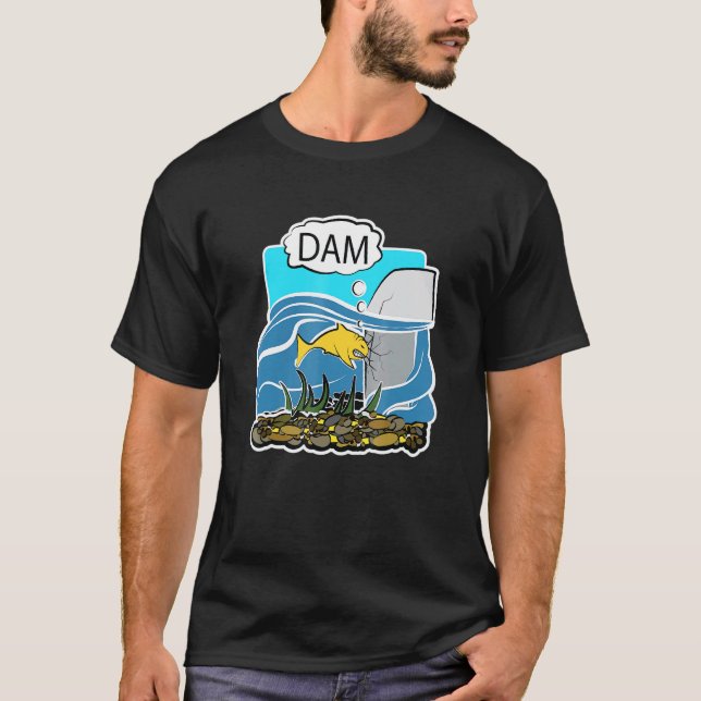 Camiseta Peixe da Barragem Design Gráfico Piada Animal (Frente)