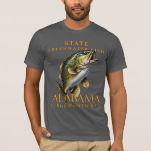 Camiseta Peixe de Água Doce do Território do Alabama O Bass