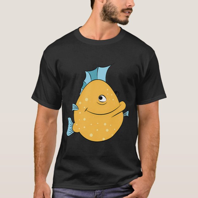 Camiseta Peixe de desenho animado impresso (Frente)
