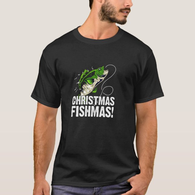 Camiseta Peixe de Natal Natal Divertido de Pesca (Frente)