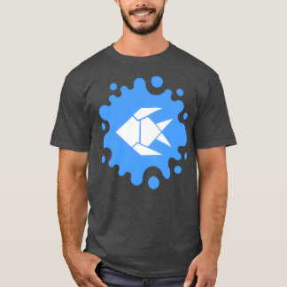 Camiseta Peixe de Origami Cinto em um Lixo Azul