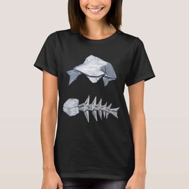 Camiseta Peixe de origami e espinha de peixe (Frente)