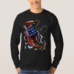 Camiseta Peixe de Pesca de Baixo Pai Americano Padre Quarto