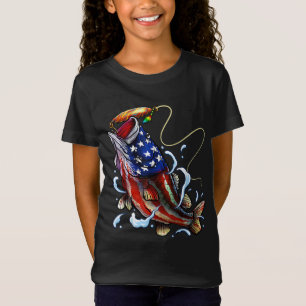 Camiseta Peixe de Pesca de Baixo Pai Americano Padre Quarto