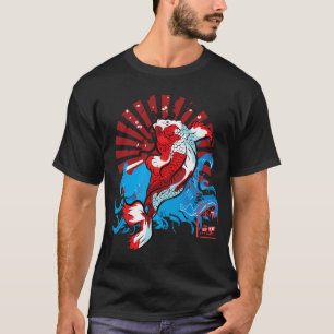Camiseta Peixe de Tatuagem Laranja Koi Borboleta