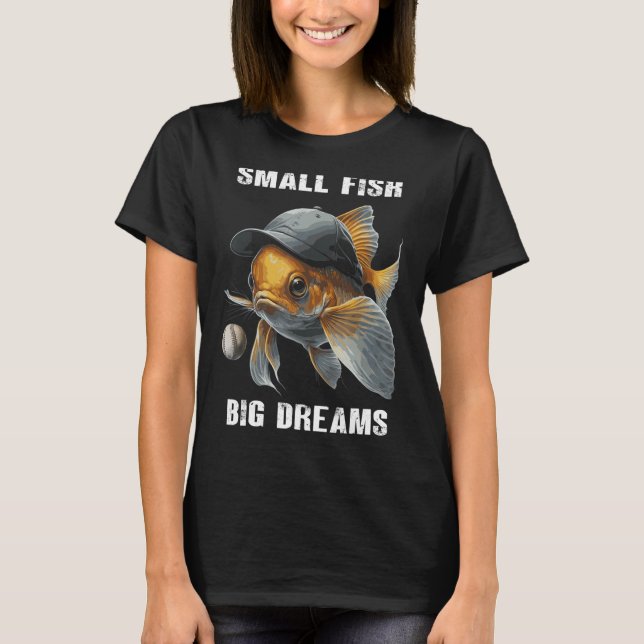 Camiseta Peixe desportivo com Boné de baseball jogando soft (Frente)