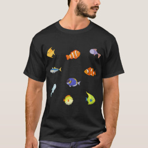 Camiseta Peixe do Oceano de Cor Mista