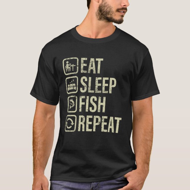 Camiseta Peixe dorme Repete Estilo de Vida de Pesca (Frente)