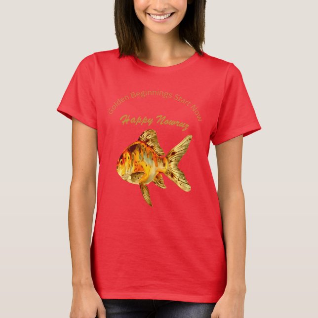 Camiseta Peixe Dourado Âmbar Feliz Nowruz (Frente)