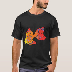 Camiseta Peixe Dourado Chama Feroz Vermelho Laranja Amarelo