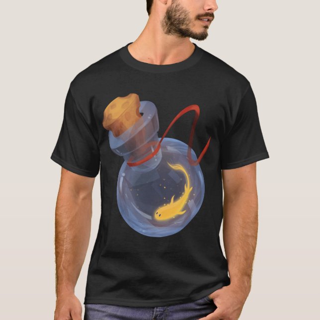 Camiseta Peixe dourado em um frasco de vidro (Frente)