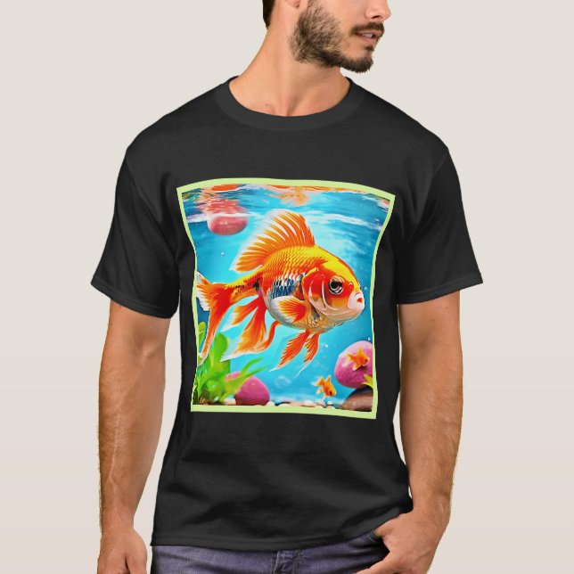 Camiseta Peixe Dourado Laranja Branco (Frente)