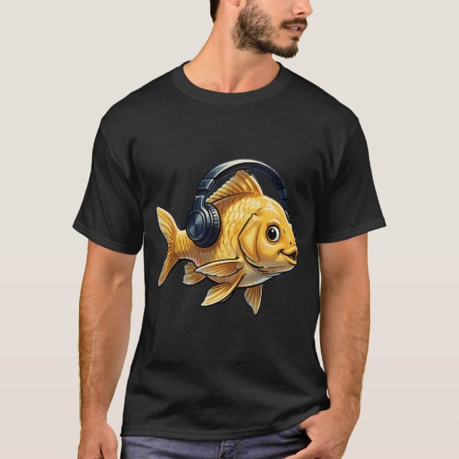 Camiseta Peixe Dourado Ouvindo Música (Frente)