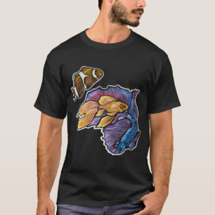 Camiseta Peixe Dourado, Peixe Betta Cauda de Lua, Peixe Pal