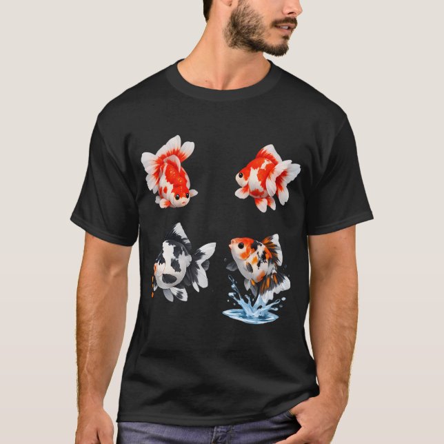 Camiseta Peixe Dourado Preto Branco Fantasia (Frente)