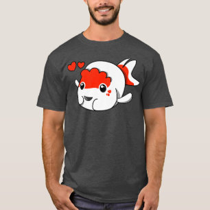 Camiseta peixe dourado ranchu peixe-leão vermelho e branco