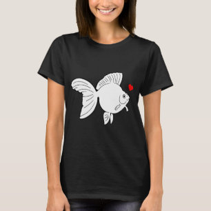 Camiseta Peixe Dourado Ryukin - Silhueta Branca com Coração