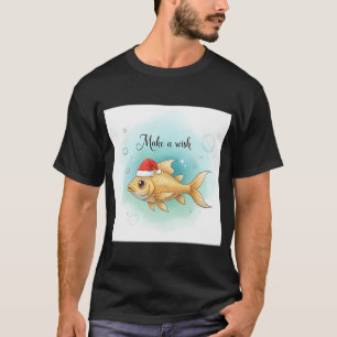 Camiseta Peixe dourado usando chapéu de Papai Noel