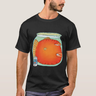 Camiseta peixe dourado zangado na tigela