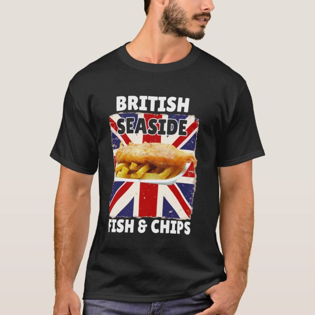 Camiseta Peixe e Batata Frita da Costa Britânica - Comida d (Frente)