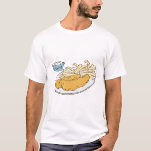 Camiseta peixe e batatas fritas