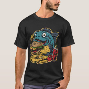 Camiseta Peixe em uma Dieta de Comida Rápida